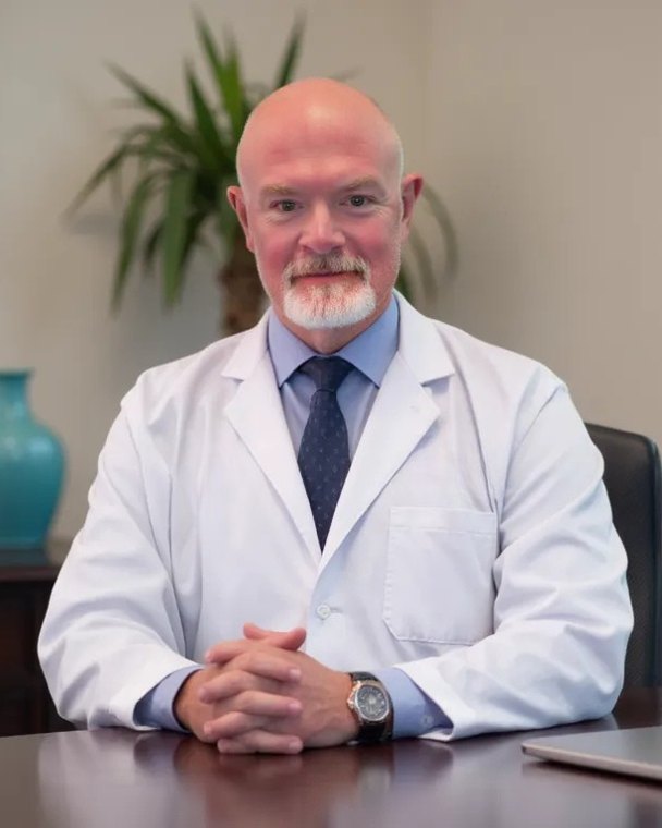 Dr. Erik Petersen, board-certified ER physician, on a FirstCall video visit